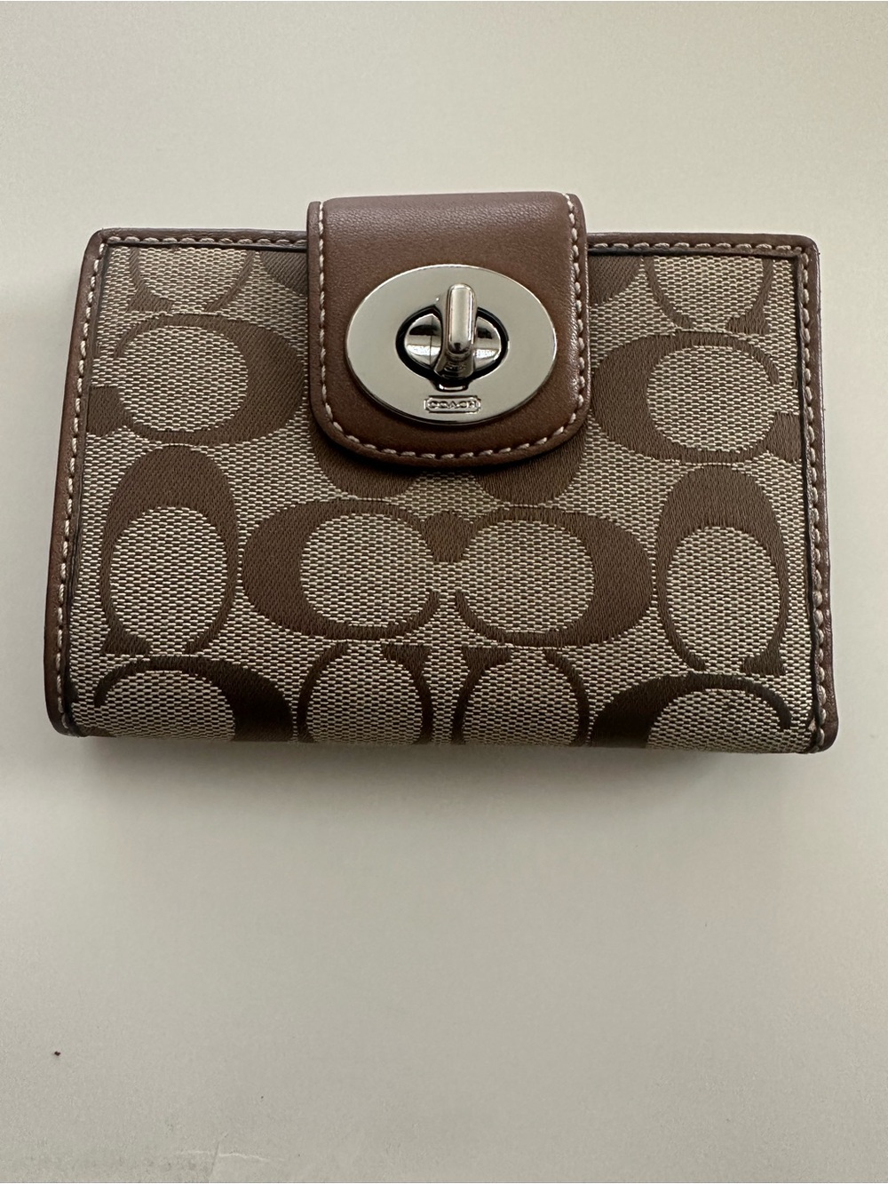 Coach Signature Canvas Wallet in Brown and Tan